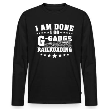 Garteneisenbahn Modellbahn Spur G - Männer Premium Bio Langarmshirt - Schwarz - Vorne - Nico (187cm)