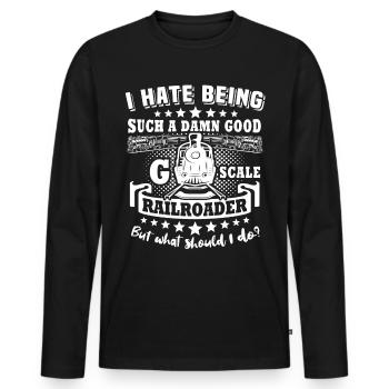 Garteneisenbahn Modellbahn Spur G - Männer Premium Bio Langarmshirt - Schwarz - Vorne - Nico (187cm)