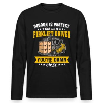 Chariot élévateur Conducteur de chariot élévateur - T-shirt manches longues Premium bio Homme - noir - Devant - Nico (187cm)
