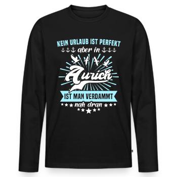 Aurich Sprüche Auricher - Männer Premium Bio Langarmshirt - Schwarz - Vorne - Nico (187cm)