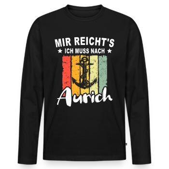 Aurich Sprüche Auricher - Männer Premium Bio Langarmshirt - Schwarz - Vorne - Nico (187cm)