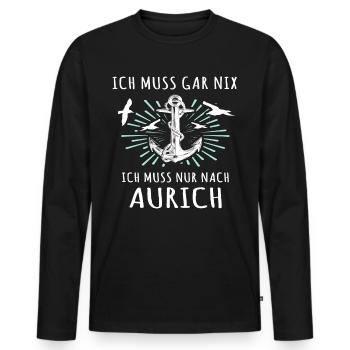 Aurich Sprüche Auricher Spruch - Männer Premium Bio Langarmshirt - Schwarz - Vorne - Nico (187cm)