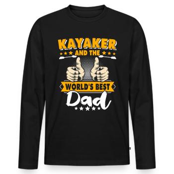 Kayak Papa Kayaking - Men's Premium Organic Long Sleeve Shirt - black - Front - Nico (187cm)