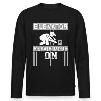elevator repair mode on - Elevator mechanic - Men's Premium Organic Long Sleeve Shirt - black - Front - Nico (187cm)