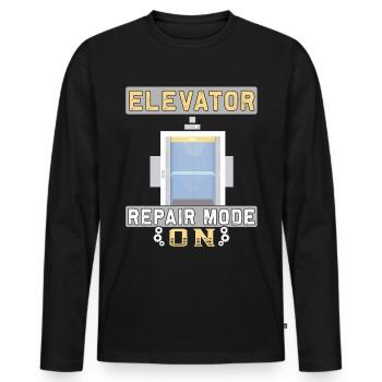 elevator repair mode on - Elevator mechanic - Men's Premium Organic Long Sleeve Shirt - black - Front - Nico (187cm)