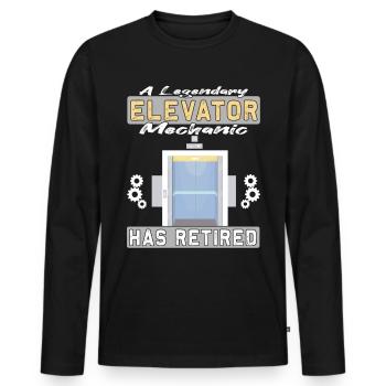 Legendary Elevator Mechanic has Retired - Men's Premium Organic Long Sleeve Shirt - black - Front - Nico (187cm)