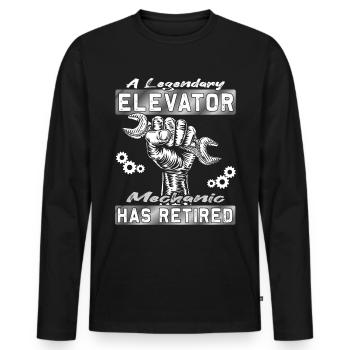 Legendary Elevator Mechanic has Retired - Men's Premium Organic Long Sleeve Shirt - black - Front - Nico (187cm)