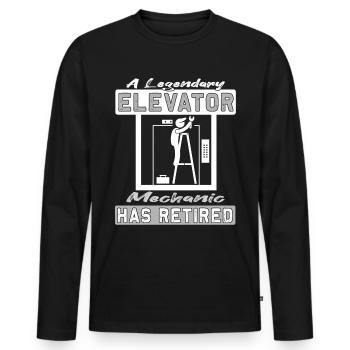Legendary Elevator Mechanic has Retired - Men's Premium Organic Long Sleeve Shirt - black - Front - Nico (187cm)