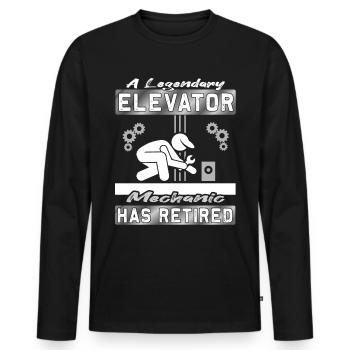 Legendary Elevator Mechanic has Retired - Men's Premium Organic Long Sleeve Shirt - black - Front - Nico (187cm)
