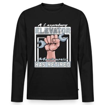 Legendary Elevator Mechanic has Retired - Men's Premium Organic Long Sleeve Shirt - black - Front - Nico (187cm)