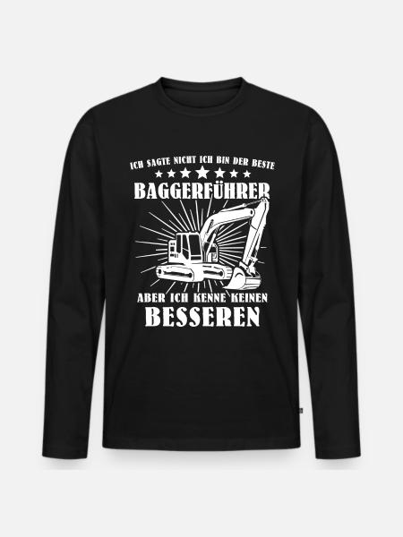 Baggerführer Bagger Baggerfahrer - Männer Premium Bio Langarmshirt - Schwarz