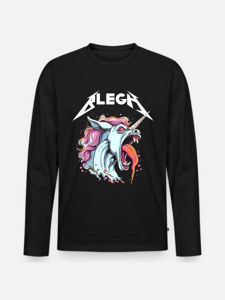 Live Laugh Blegh Blehgssed Heavy Metal Unicorn - T-shirt manches longues Premium bio Homme - noir