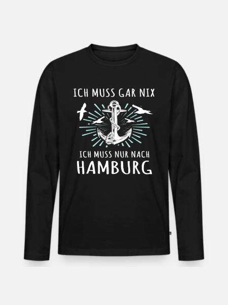 Hamburg Sprüche Hamburger Spruch - Männer Premium Bio Langarmshirt - Schwarz