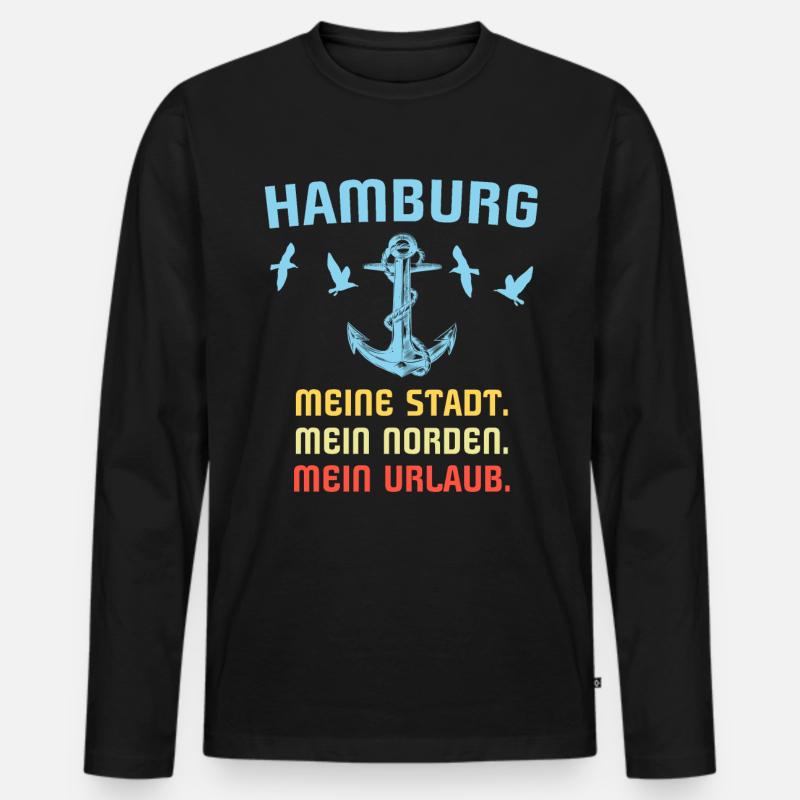 Hamburg Sprüche Hamburger Spruch - Männer Premium Bio Langarmshirt - Schwarz