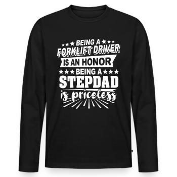 Gabelstapler Stiefpapa Staplerfahrer - Männer Premium Bio Langarmshirt - Schwarz - Vorne - Nico (187cm)