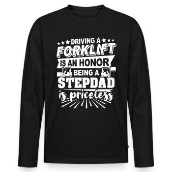 Gabelstapler Stiefpapa Staplerfahrer - Männer Premium Bio Langarmshirt - Schwarz - Vorne - Nico (187cm)