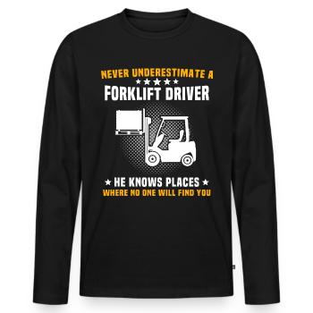 Staplerfahrer Stapler Gabelstapler - Männer Premium Bio Langarmshirt - Schwarz - Vorne - Nico (187cm)