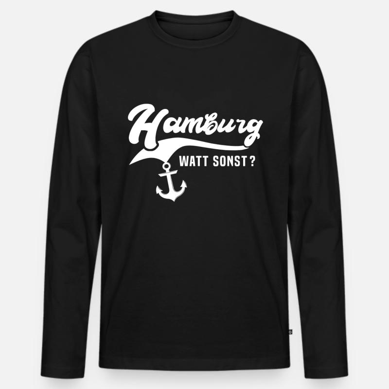 Hamburger Sprüche Hamburg - Männer Premium Bio Langarmshirt - Schwarz