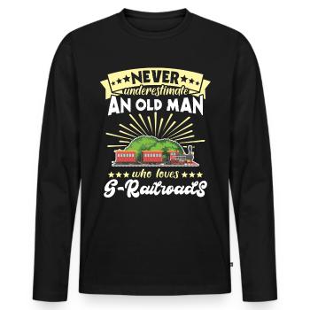 Gartenbahn Mann Garteneisenbahn Spur G - Männer Premium Bio Langarmshirt - Schwarz - Vorne - Nico (187cm)