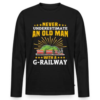 Gartenbahn Mann Garteneisenbahn Spur G - Männer Premium Bio Langarmshirt - Schwarz - Vorne - Nico (187cm)