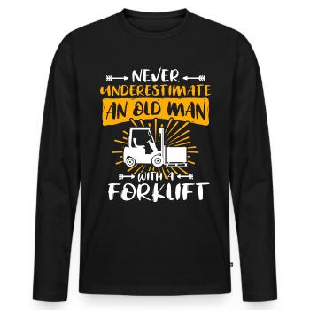 Conducteur de chariot élévateur Homme Chariot élévateur sous-estime - T-shirt manches longues Premium bio Homme - noir - Devant - Nico (187cm)