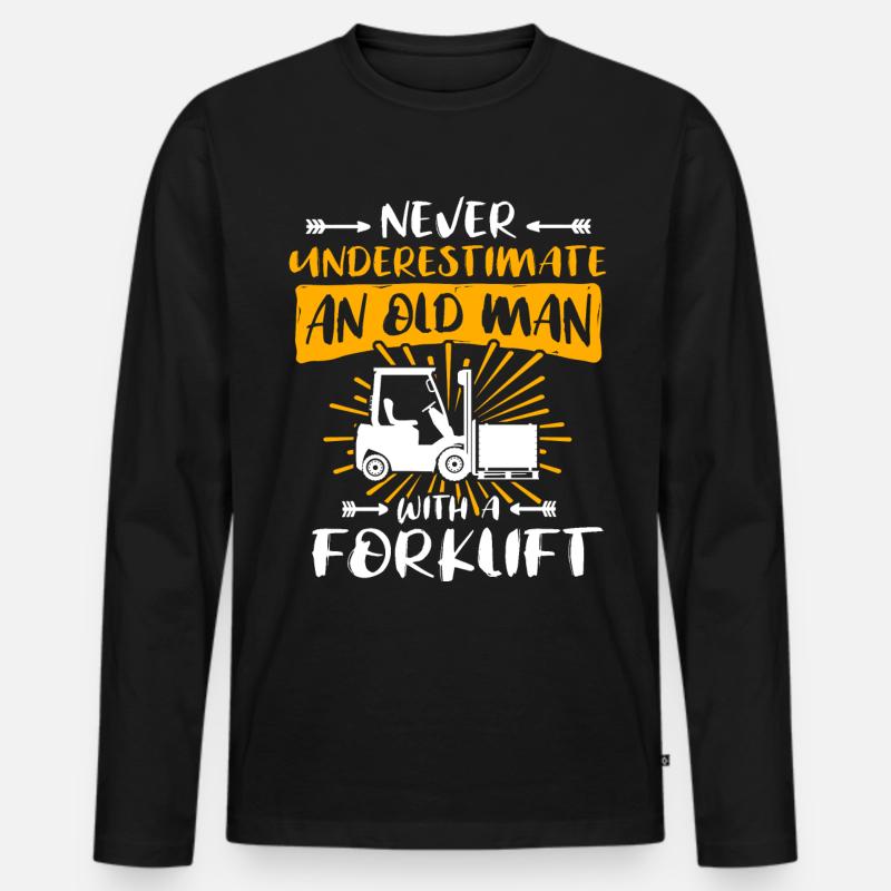 Staplerfahrer Mann Stapler Unterschätze - Männer Premium Bio Langarmshirt - Schwarz