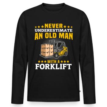Conducteur de chariot élévateur Homme Chariot élévateur sous-estime - T-shirt manches longues Premium bio Homme - noir - Devant - Nico (187cm)