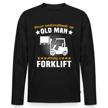 Conducteur de chariot élévateur Homme Chariot élévateur sous-estime - T-shirt manches longues Premium bio Homme - noir - Devant - Nico (187cm)
