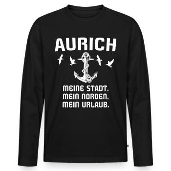 Aurich - Männer Premium Bio Langarmshirt - Schwarz - Vorne - Nico (187cm)