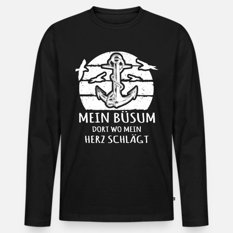 Büsum - Männer Premium Bio Langarmshirt - Schwarz