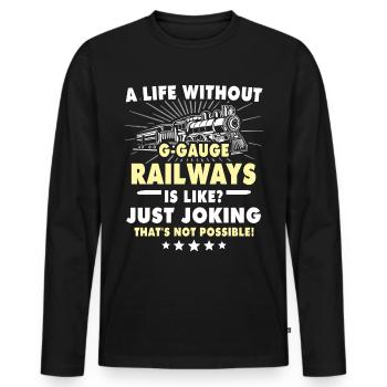 Gartenbahn Modellbahn Spur G - Männer Premium Bio Langarmshirt - Schwarz - Vorne - Nico (187cm)