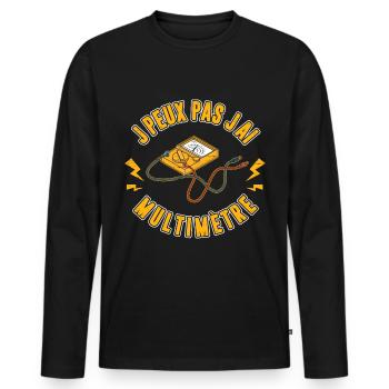 Idée cadeau papa humour fête des pères électricien - T-shirt manches longues Premium bio Homme - noir - Devant - Nico (187cm)