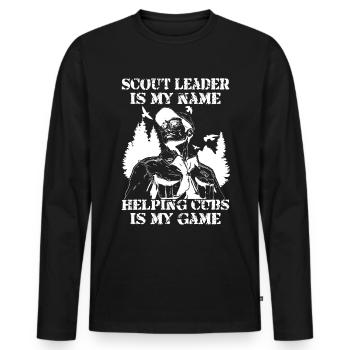 Scout leader est mon nom - Drôle de chef scout - T-shirt manches longues Premium bio Homme - noir - Devant - Nico (187cm)