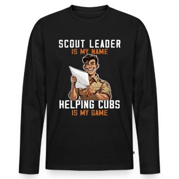 Camping Scoutmaster - Drôle de chef scout - T-shirt manches longues Premium bio Homme - noir - Devant - Nico (187cm)