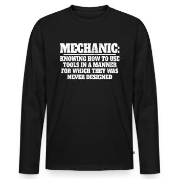 Installation Technician Elevator Mechanic - Men's Premium Organic Long Sleeve Shirt - black - Front - Nico (187cm)