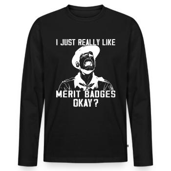 Camping Scoutisme - Drôle de guide scout - T-shirt manches longues Premium bio Homme - noir - Devant - Nico (187cm)