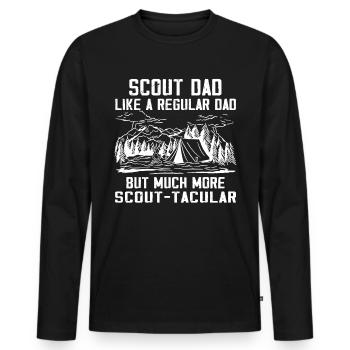 Camping Scouting - Drôle de père scout - T-shirt manches longues Premium bio Homme - noir - Devant - Nico (187cm)