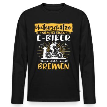 Bremen Ebike Bremer Ebiker - Männer Premium Bio Langarmshirt - Schwarz - Vorne - Nico (187cm)