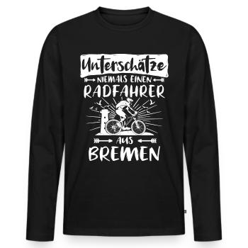 Bremen Fahrradfahrer Bremer - Männer Premium Bio Langarmshirt - Schwarz - Vorne - Nico (187cm)