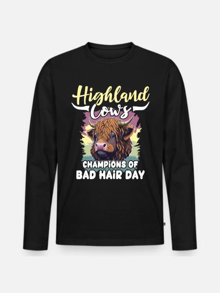 Hochlandrinder Cattle Highland Cow - Men's Premium Organic Long Sleeve Shirt - black