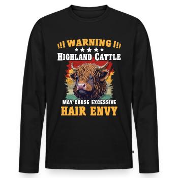 Hochlandrinder Bovins Highland Cow - T-shirt manches longues Premium bio Homme - noir - Devant - Nico (187cm)