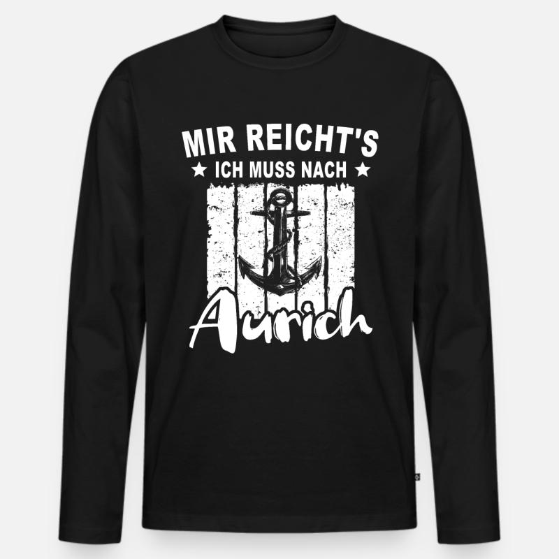 Aurich Auricher - Männer Premium Bio Langarmshirt - Schwarz