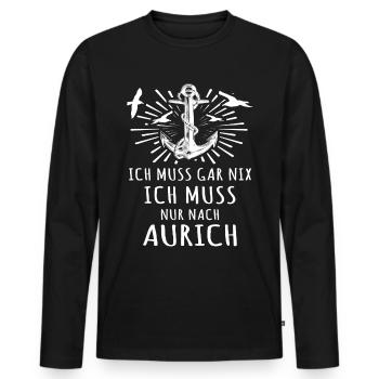 Aurich Auricher - Männer Premium Bio Langarmshirt - Schwarz - Vorne - Nico (187cm)