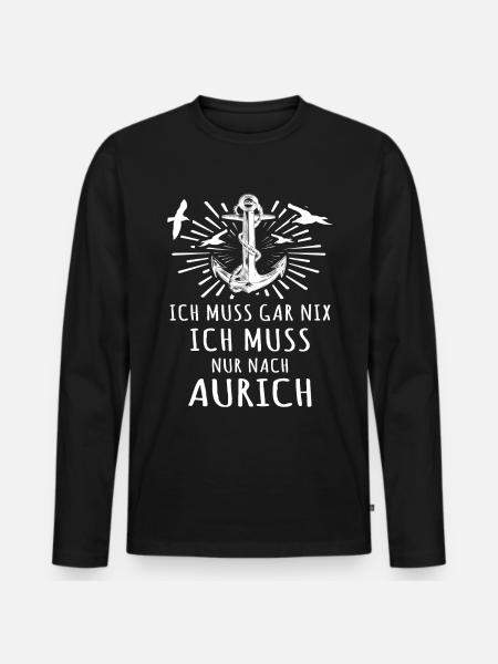 Aurich Auricher - Männer Premium Bio Langarmshirt - Schwarz