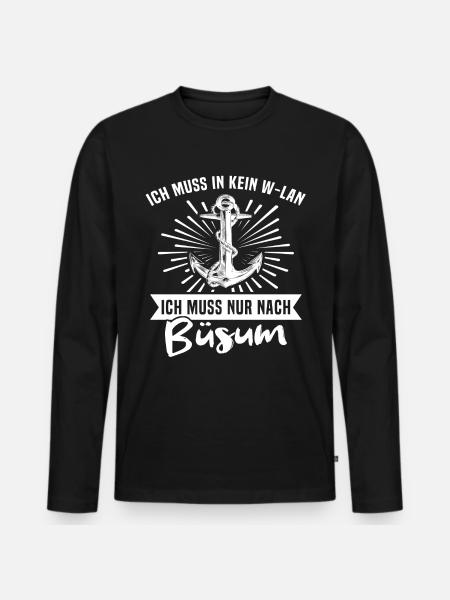 Büsum Buesum - Männer Premium Bio Langarmshirt - Schwarz