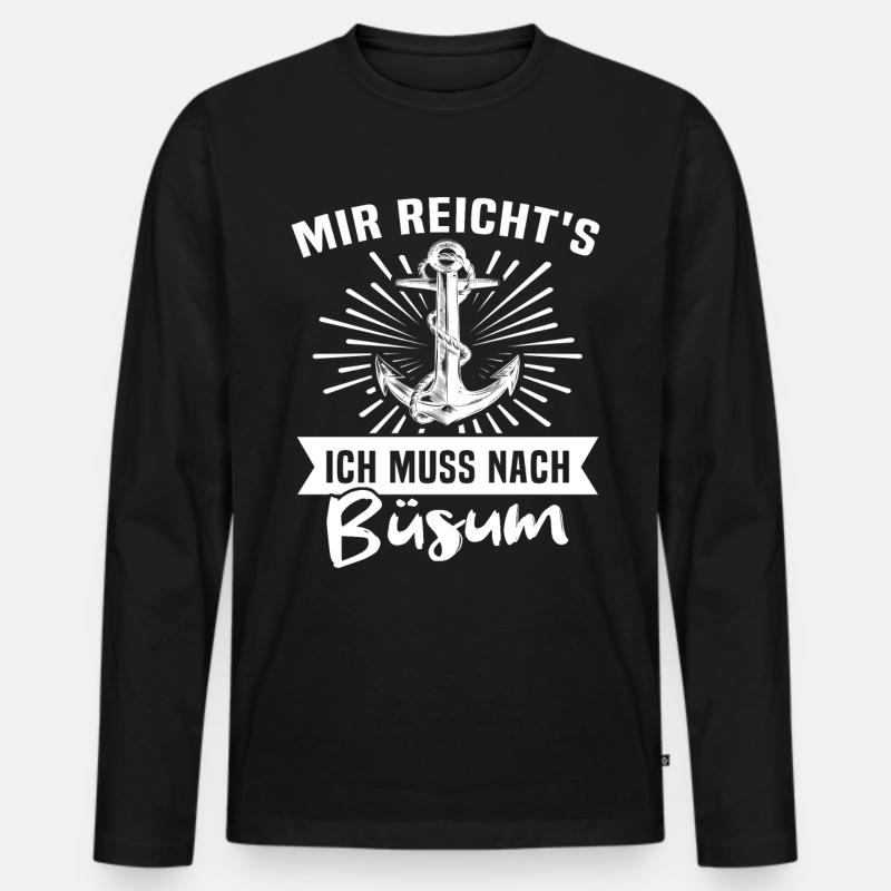 Büsum Buesum - Männer Premium Bio Langarmshirt - Schwarz