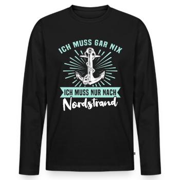 Nordstrander Sprüche Nordstrand - Männer Premium Bio Langarmshirt - Schwarz - Vorne - Nico (187cm)
