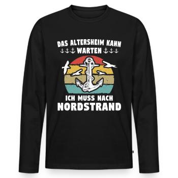 Nordstrander Sprüche Nordstrand - Männer Premium Bio Langarmshirt - Schwarz - Vorne - Nico (187cm)