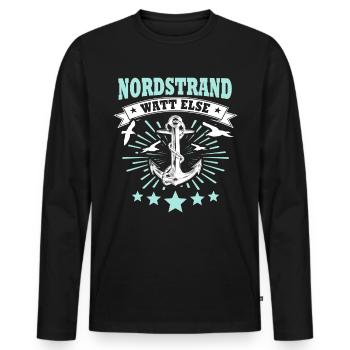 Nordstrander Sprüche Nordstrand - Männer Premium Bio Langarmshirt - Schwarz - Vorne - Nico (187cm)