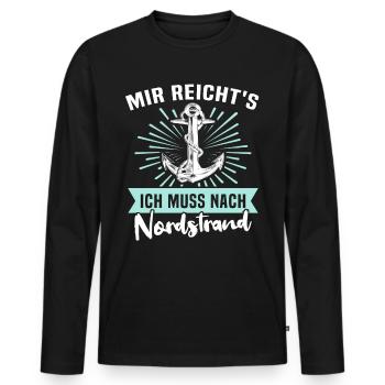 Nordstrander Sprüche Nordstrand - Männer Premium Bio Langarmshirt - Schwarz - Vorne - Nico (187cm)